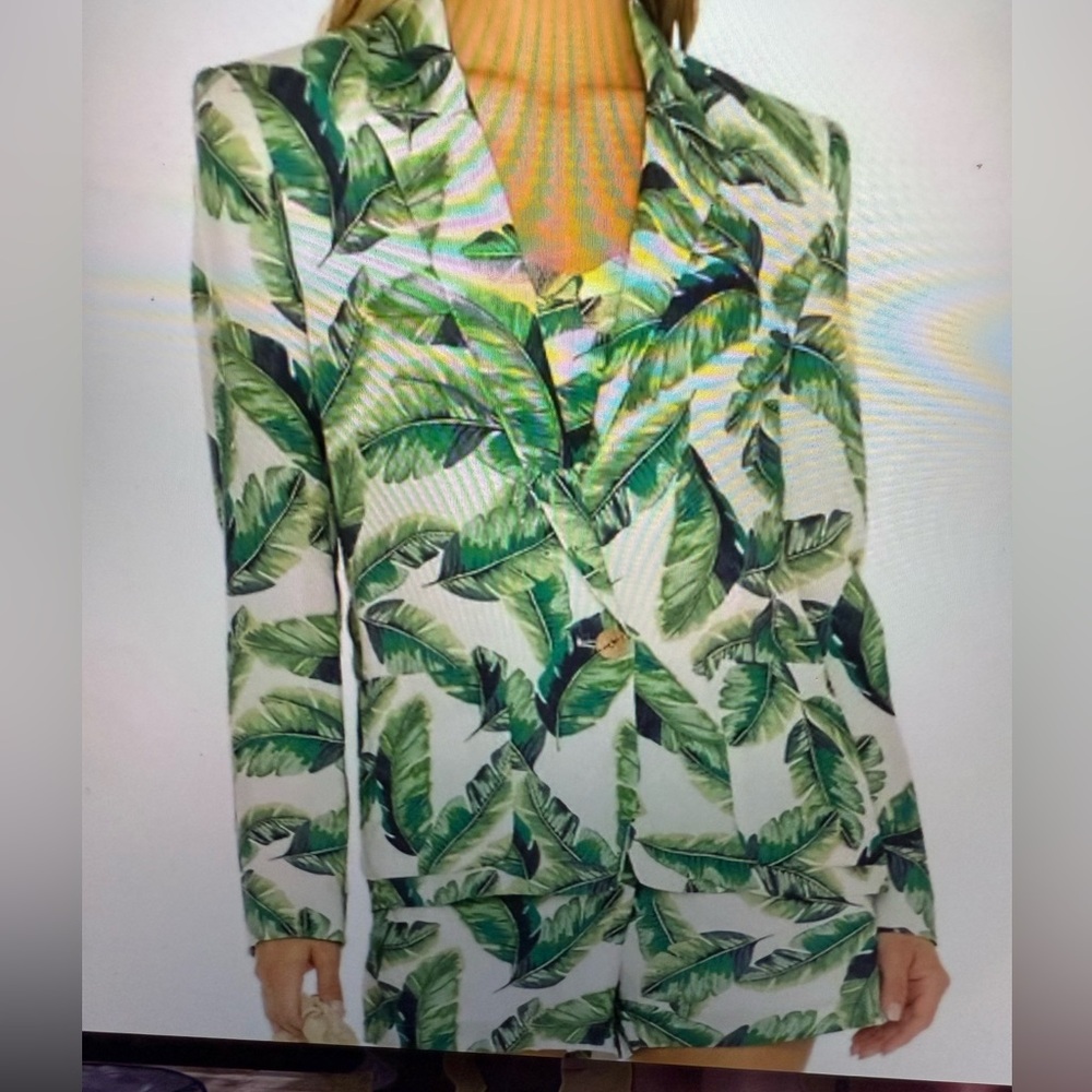 Amanda Uprichard Tropical Leaf Print Blouse